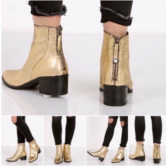 Dolce Vita. Cassius gold metallic ankle boots. - Picture 3 of 7